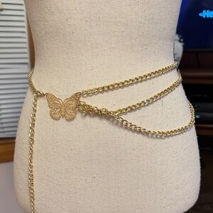 Fashion Nova Gold Butterfly Chain Waist Belt